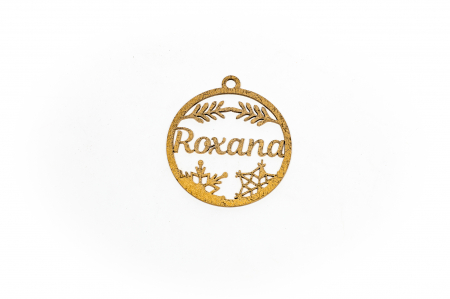 Decoratiuni Craciun - Decoratiune aurie din lemn cu nume - Roxana