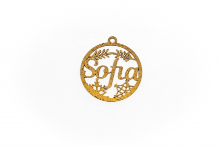 Decoratiuni Craciun - Decoratiune aurie din lemn cu nume - Sofia