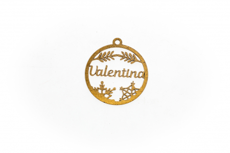 Decoratiuni Craciun - Decoratiune aurie din lemn cu nume - Valentina