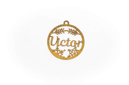 Decoratiuni Craciun - Decoratiune aurie din lemn cu nume - Victor