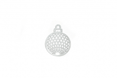 Decoratiuni Craciun - Decoratiune din lemn argintie Glob cu gauri