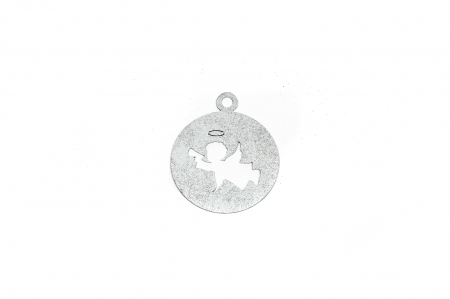 Decoratiuni Craciun - Decoratiune din lemn argintie Glob cu inger