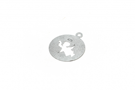 Decoratiune din lemn argintie Glob cu inger [1]