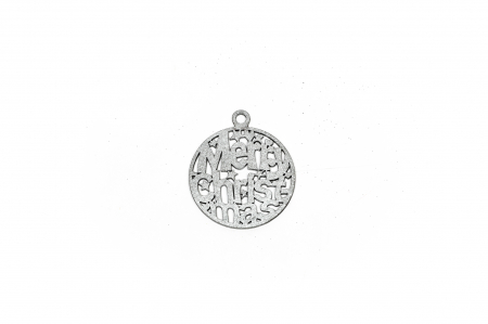 Decoratiuni Craciun - Decoratiune din lemn argintie Glob Merry Christmas