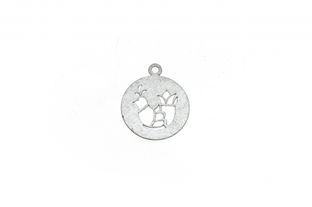 Decoratiuni Craciun - Decoratiune din lemn argintiu Glob cu gaina