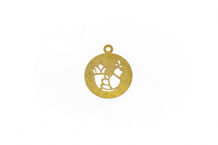 Decoratiuni Craciun - Decoratiune din lemn aurie Glob cu gaina