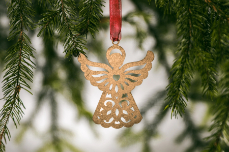 Decoratiuni cu lumina - Decoratiune din lemn  aurie cu un Ingeras