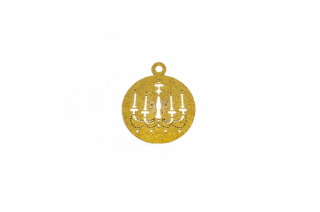 Decoratiuni Craciun - Decoratiune din lemn aurie Glob cu Candelabru