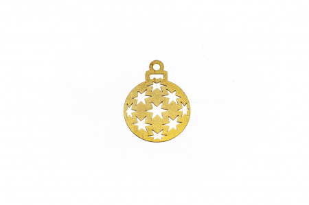 Decoratiuni Craciun - Decoratiune din lemn aurie Glob cu stelute