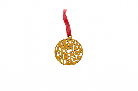 Decoratiuni Craciun - Decoratiune din lemn natur Glob Merry Christmas