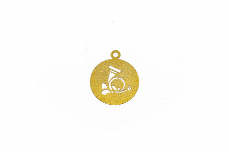 Decoratiuni Craciun - Decoratiune din lemn aurie Glob Trompeta