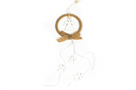 Decoratiune din lemn cerc cu ingeras [0]