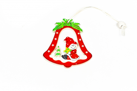 Decoratiune din lemn clopotel cu om de zapada [0]