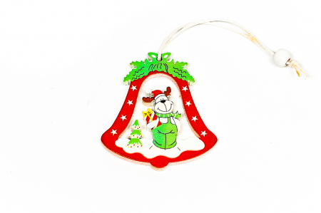 Decoratiune din lemn clopotel cu ren [0]