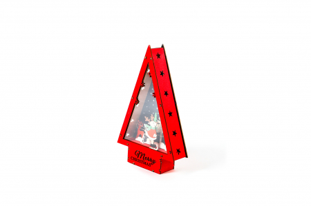 Decoratiune din lemn cu luminite Brad cu ren [2]