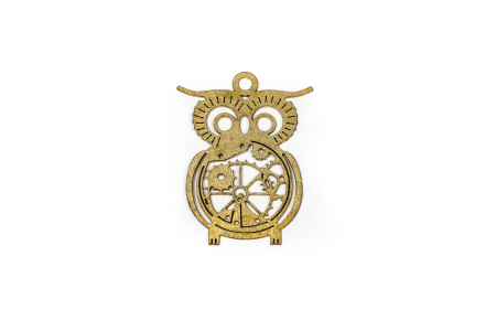 Decoratiune din lemn cu o bufnita aurie [1]