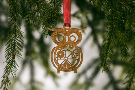 Decoratiune din lemn cu o bufnita natur [0]