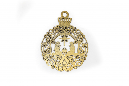 Decoratiune din lemn cu o iesle - auriu [1]