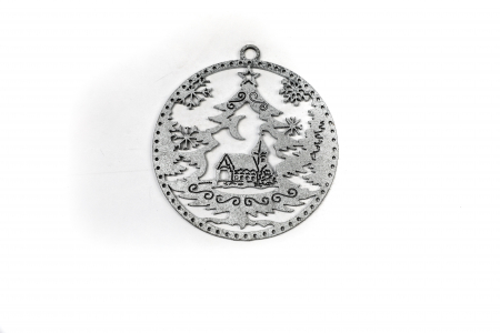 Decoratiune din lemn cu peisaj de iarna - argintiu [1]