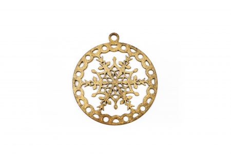 Decoratiune din lemn cu un fulg de nea auriu [1]