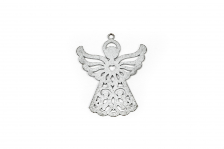 Decoratiune din lemn cu un ingeras - argintiu [1]