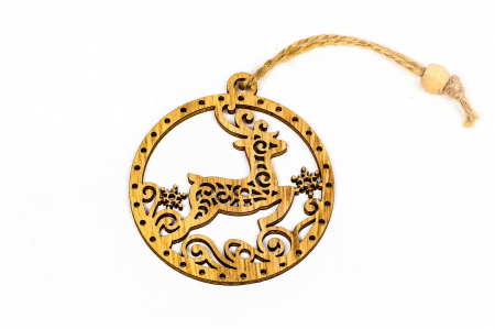 Decoratiune din lemn glob cu ren [0]