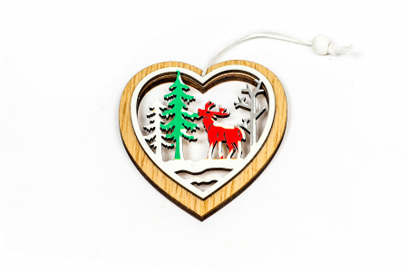 Decoratiune din lemn inima cu ren [0]