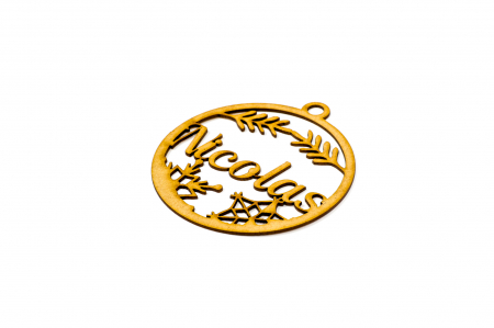 Decoratiune din lemn natur cu nume - Nicolas [1]