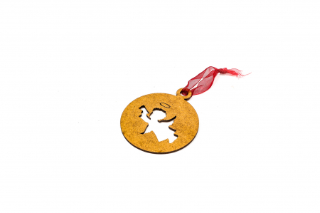 Decoratiune din lemn natur Glob cu inger [1]