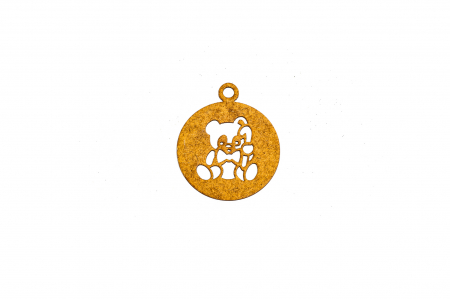 Decoratiuni Craciun - Decoratiune din lemn natur Glob cu Ursulet