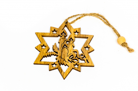 Decoratiune din lemn stea cu lumanare [0]