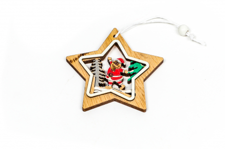 Decoratiune din lemn stea cu mos [0]