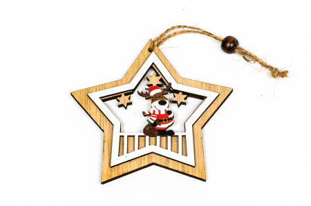 Decoratiune din lemn stea cu ren [0]