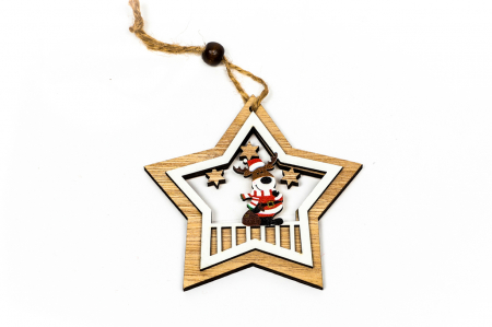 Decoratiune din lemn stea cu ren [1]