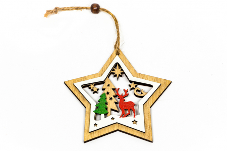 Decoratiune din lemn stea cu ren [1]