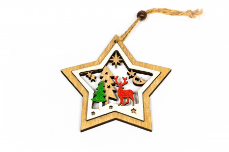 Decoratiune din lemn stea cu ren [0]