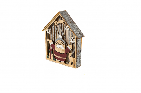 Casuta mare din lemn care lumineaza cu Mos Craciun [1]
