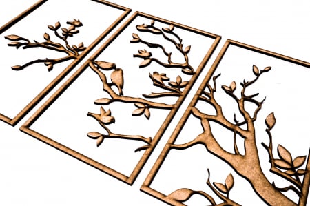 Tablou din 3 piese cu o ramura si pasarele [3]