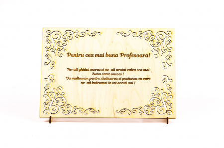 Diplome si Plachete - Diploma personalizata din lemn- Pentru cea mai buna Profesoara!