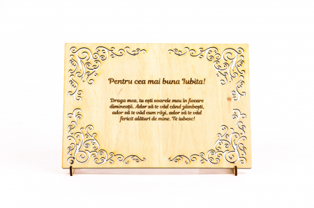 Cadouri pentru EA - Diploma personalizata din lemn- Pentru cea mai buna Iubita!