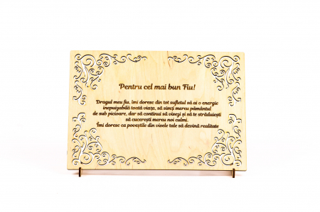 Cadouri pentru EL - Diploma personalizata din lemn- Pentru cel mai bun Fiu!