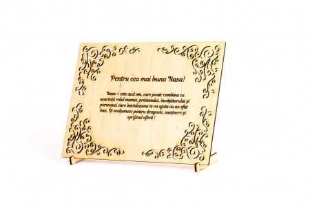 Diploma personalizata din lemn- Pentru cea mai buna Nasa! [1]