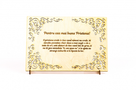 Diplome si Plachete - Diploma personalizata din lemn- Pentru cea mai buna Prietena!