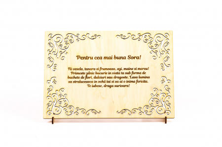 Diplome si Plachete - Diploma personalizata din lemn- Pentru cea mai buna Sora!