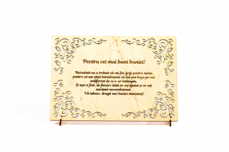 Diplome si Plachete - Diploma personalizata din lemn- Pentru cei mai buni Bunici!