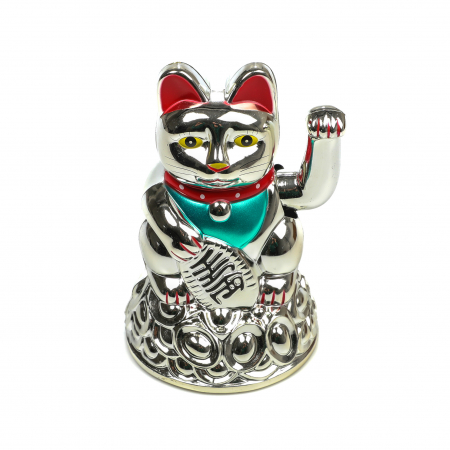 Statueta Feng Shui Pisica mare argintie pentru prosperitate [1]