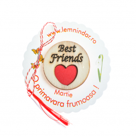 Insigne - Insigna din lemn cu Best friends!