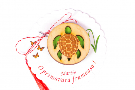 Insigne - Insigna din lemn cu o broasca testoasa