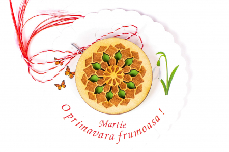 Insigne - Insigna din lemn cu o mandala verde