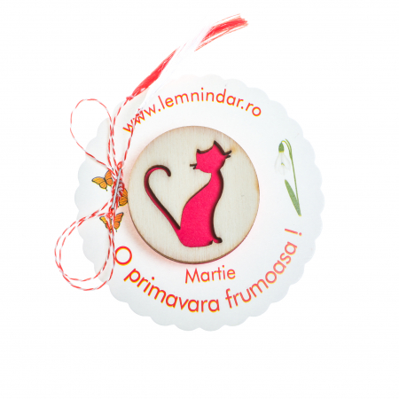 Cadouri pentru cea mai buna prietena - Insigna din lemn cu o pisica